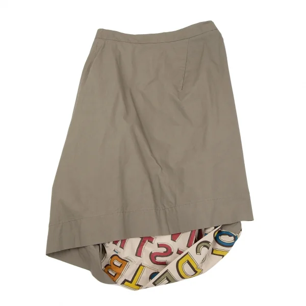 ヴィヴィアンウエストウッド レッドレーベルVivienne Westwood Red Label アルファベットプリント変形切替スカート カーキベージュ2 K-119288_012