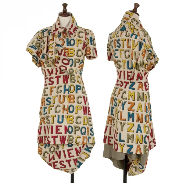 ヴィヴィアンウエストウッド レッドレーベルVivienne Westwood Red Label アルファベットプリント変形切替スカート カーキベージュ2 K-119288_014