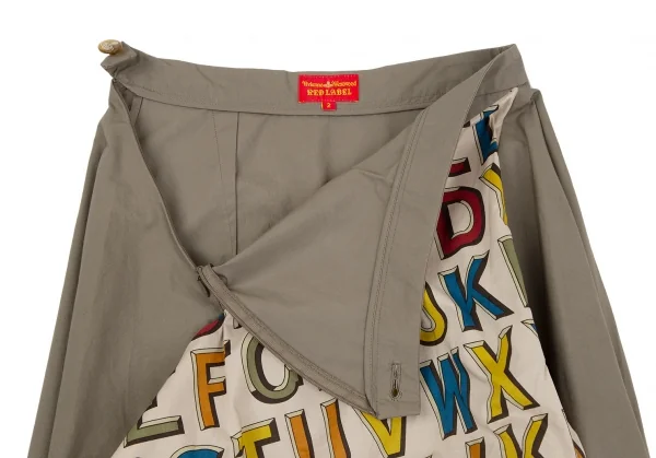 ヴィヴィアンウエストウッド レッドレーベルVivienne Westwood Red Label アルファベットプリント変形切替スカート カーキベージュ2 K-119288_007