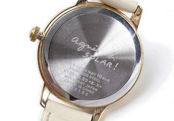 アニエスベーagnes b. シェル文字盤ソーラー腕時計 ゴールド K-119294_011