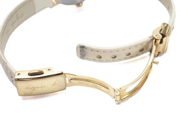 アニエスベーagnes b. シェル文字盤ソーラー腕時計 ゴールド K-119294_008