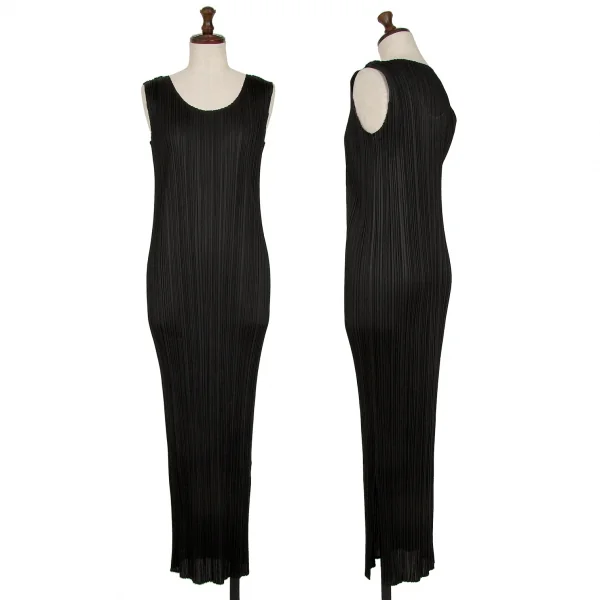 プリーツプリーズPLEATS PLEASE プリーツノースリーブマキシワンピース 黒2 K-119297_001