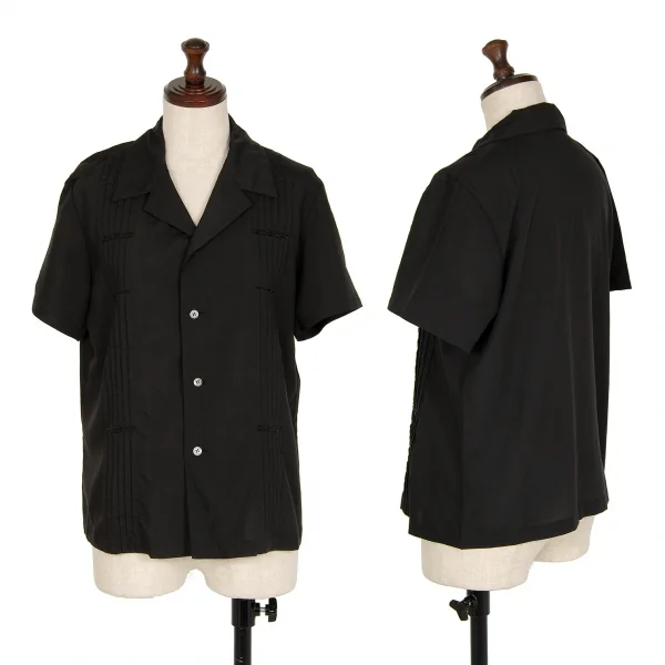 ローブドシャンブル コムデギャルソンrobe de chambre COMME des GARCONS ピンタックビーズデザイン半袖シャツ 黒S位 K-119303_001