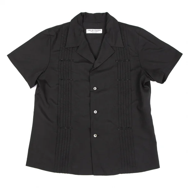 ローブドシャンブル コムデギャルソンrobe de chambre COMME des GARCONS ピンタックビーズデザイン半袖シャツ 黒S位 K-119303_002