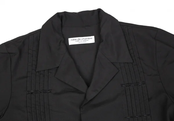 ローブドシャンブル コムデギャルソンrobe de chambre COMME des GARCONS ピンタックビーズデザイン半袖シャツ 黒S位 K-119303_003