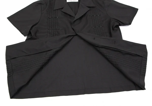 ローブドシャンブル コムデギャルソンrobe de chambre COMME des GARCONS ピンタックビーズデザイン半袖シャツ 黒S位 K-119303_009