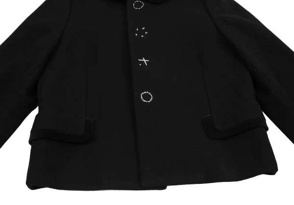 ローブドシャンブル コムデギャルソンrobe de chambre COMME des GARCONS スナップボタンステッチデザインラウンドカラージャケット 黒M位 K-119307_010
