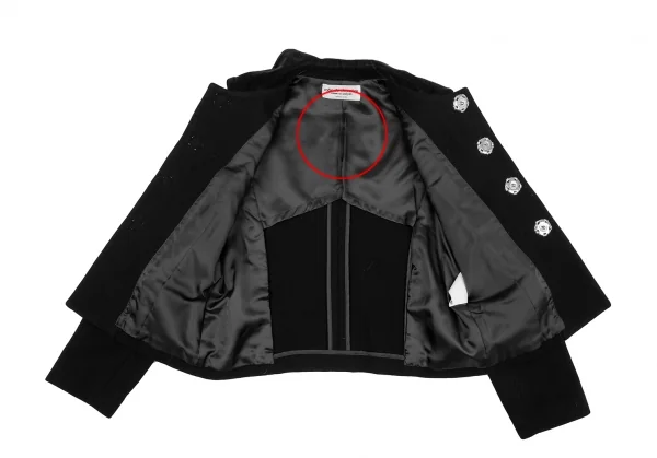 ローブドシャンブル コムデギャルソンrobe de chambre COMME des GARCONS スナップボタンステッチデザインラウンドカラージャケット 黒M位 K-119307_014