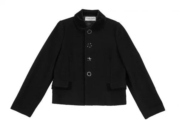 ローブドシャンブル コムデギャルソンrobe de chambre COMME des GARCONS スナップボタンステッチデザインラウンドカラージャケット 黒M位 K-119307_002