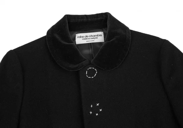 ローブドシャンブル コムデギャルソンrobe de chambre COMME des GARCONS スナップボタンステッチデザインラウンドカラージャケット 黒M位 K-119307_003