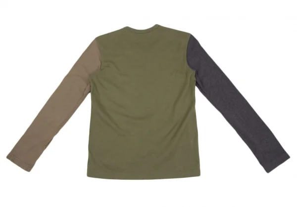 コムコム コムデギャルソンCOMME des GARCONS クレイジーパターン切替デザインカットソー カーキXS K-119317_011