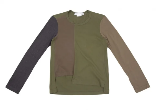 コムコム コムデギャルソンCOMME des GARCONS クレイジーパターン切替デザインカットソー カーキXS K-119317_002