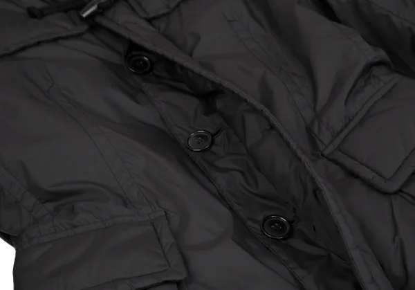 コムコム コムデギャルソンCOMME des GARCONS ナイロンサイドプリーツ中綿ダッフルコート 黒XS K-119336_010