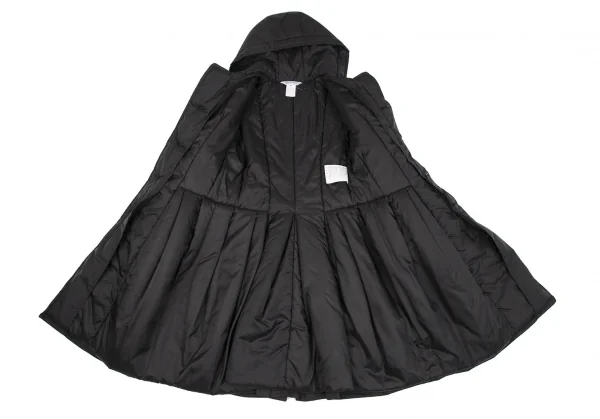 コムコム コムデギャルソンCOMME des GARCONS ナイロンサイドプリーツ中綿ダッフルコート 黒XS K-119336_012