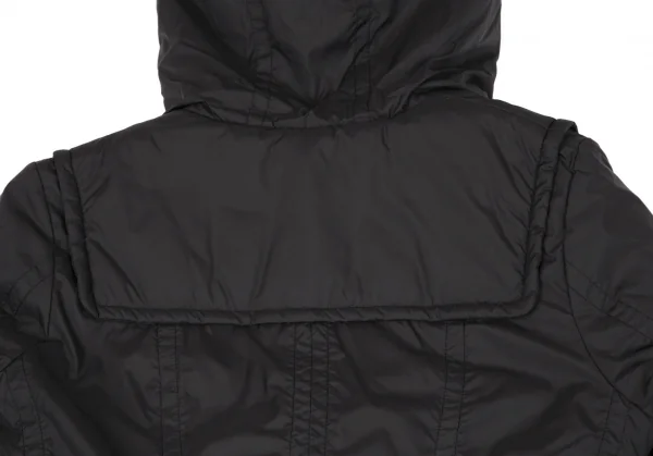 コムコム コムデギャルソンCOMME des GARCONS ナイロンサイドプリーツ中綿ダッフルコート 黒XS K-119336_014
