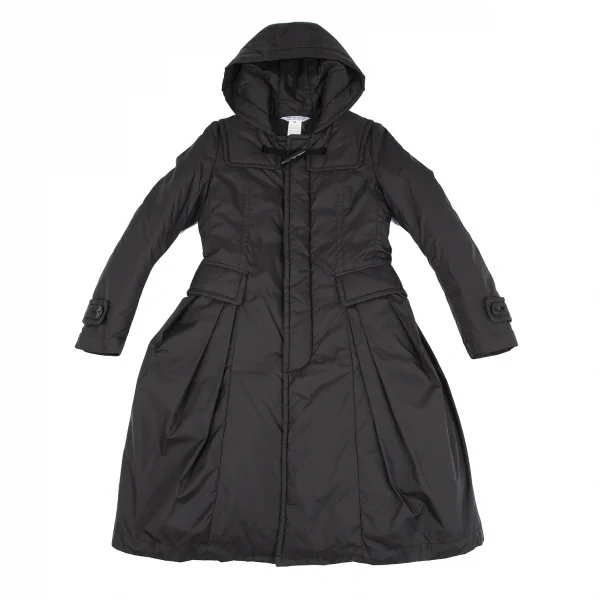 コムコム コムデギャルソンCOMME des GARCONS ナイロンサイドプリーツ中綿ダッフルコート 黒XS K-119336_002