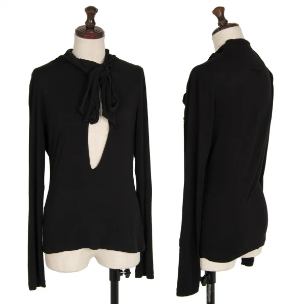 ジャンポールゴルチエJean Paul GAULTIER ストールネックレーヨンスキッパートップス 黒40 K-119351_001