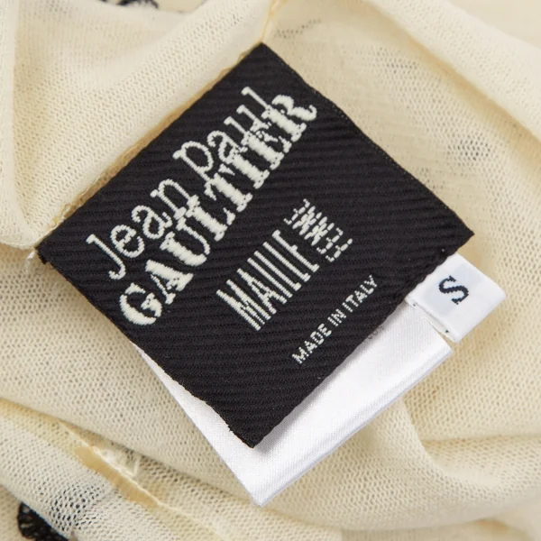 ジャンポールゴルチエ マイユファムJean Paul GAULTIER MAILLE FEMME つまみステッチパワーネットカットソー 生成黒S K-119358_019