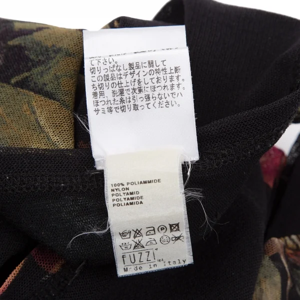 ジャンポールゴルチエ ソレイユJean Paul GAULTIER SOLEIL 果実プリントレイヤードパワーネットカットソー 黒マルチXS K-119359_014