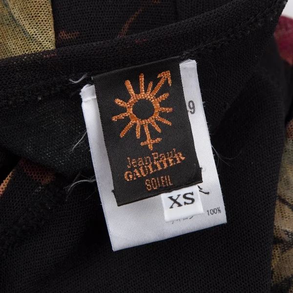 ジャンポールゴルチエ ソレイユJean Paul GAULTIER SOLEIL 果実プリントレイヤードパワーネットカットソー 黒マルチXS K-119359_016
