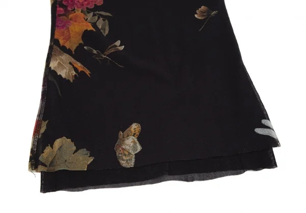 ジャンポールゴルチエ ソレイユJean Paul GAULTIER SOLEIL 果実プリントレイヤードパワーネットカットソー 黒マルチXS K-119359_007