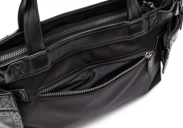 ジャンポールゴルチエJean Paul GAULTIER レザーポケットデザインナイロン2wayバッグ 黒 K-119364_010
