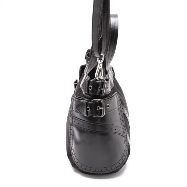 ジャンポールゴルチエJean Paul GAULTIER レザーポケットデザインナイロン2wayバッグ 黒 K-119364_011