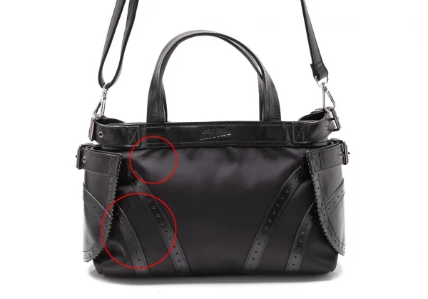 ジャンポールゴルチエJean Paul GAULTIER レザーポケットデザインナイロン2wayバッグ 黒 K-119364_003