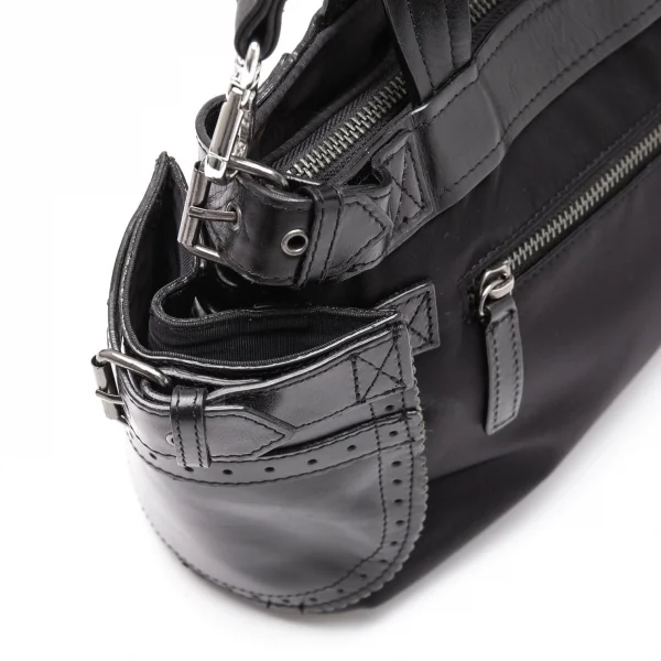 ジャンポールゴルチエJean Paul GAULTIER レザーポケットデザインナイロン2wayバッグ 黒 K-119364_007