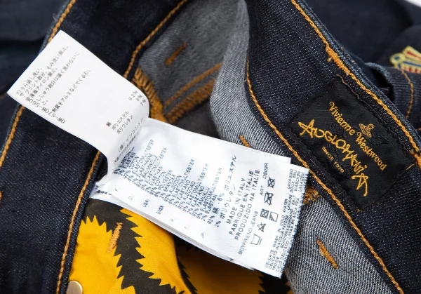 ヴィヴィアンウエストウッド アングロマニアVivienne Westwood ANGLOMANIA バックポケットオーブエンブレム刺繍デニム インディゴ26 K-119384_019
