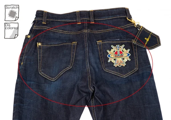 ヴィヴィアンウエストウッド アングロマニアVivienne Westwood ANGLOMANIA バックポケットオーブエンブレム刺繍デニム インディゴ26 K-119384_002