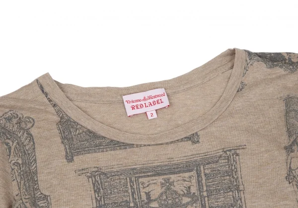 ヴィヴィアンウエストウッド レッドレーベルVivienne Westwood Red Label ゴシックファニチャープリントカットソー モカ2 K-119389_004
