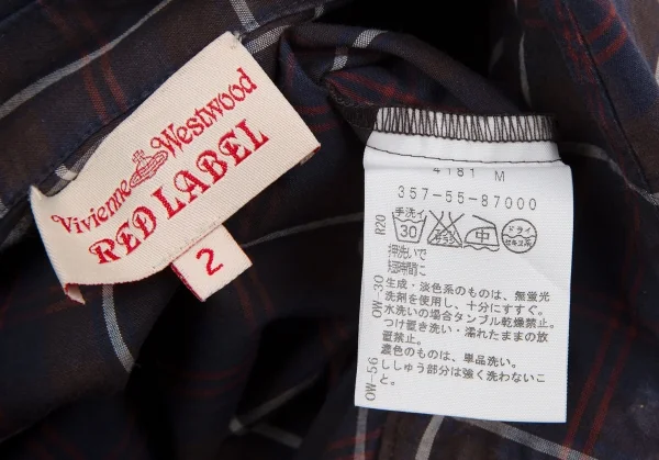 ヴィヴィアンウエストウッド レッドレーベルVivienne Westwood Red Label オーブワンポイントラウンドカラーチェックシャツ 紺茶赤2 K-119392_015
