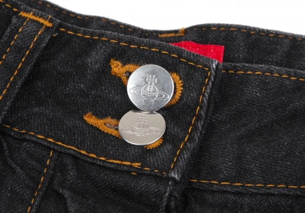 ヴィヴィアンウエストウッド レッドレーベルVivienne Westwood Red Label バックポケットハートオーブ刺繍立体裁断デニムパンツ 黒3 K-119393_003