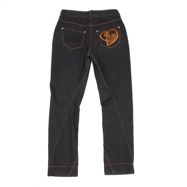 ヴィヴィアンウエストウッド レッドレーベルVivienne Westwood Red Label バックポケットハートオーブ刺繍立体裁断デニムパンツ 黒3 K-119393_008