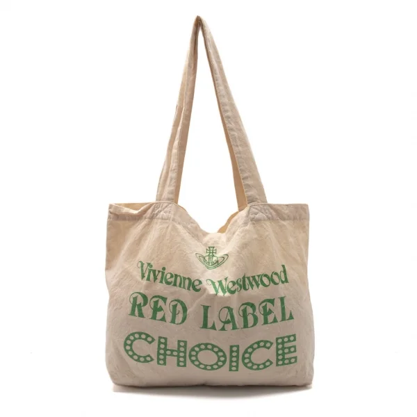 ヴィヴィアンウエストウッド レッドレーベルVivienne Westwood Red Label CHOICE ロゴプリントエコバッグ ベージュ緑 K-119394_001