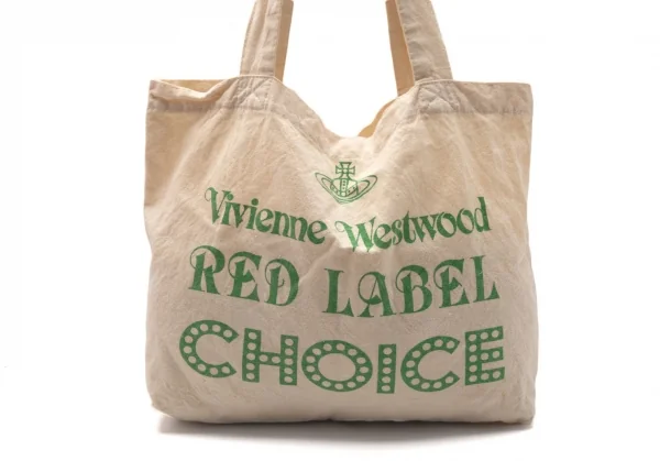 ヴィヴィアンウエストウッド レッドレーベルVivienne Westwood Red Label CHOICE ロゴプリントエコバッグ ベージュ緑 K-119394_002