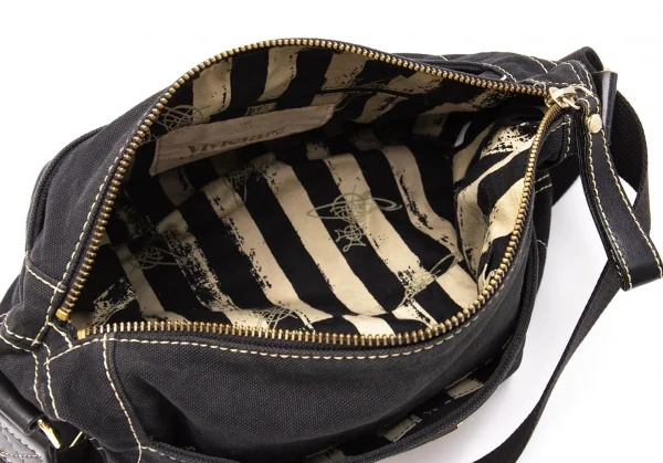 ヴィヴィアンウエストウッドVivienne Westwood メタルオーブキャンバスショルダーバッグ 黒 K-119395_014