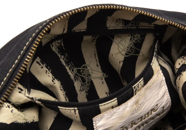 ヴィヴィアンウエストウッドVivienne Westwood メタルオーブキャンバスショルダーバッグ 黒 K-119395_017