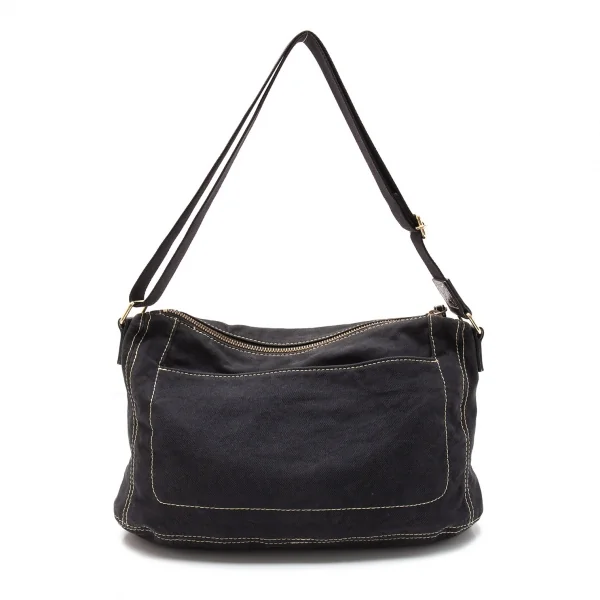 ヴィヴィアンウエストウッドVivienne Westwood メタルオーブキャンバスショルダーバッグ 黒 K-119395_007