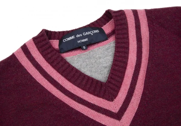 COMME des GARCONS HOMME Switching Line V Neck Knit Sweater (K-119428)