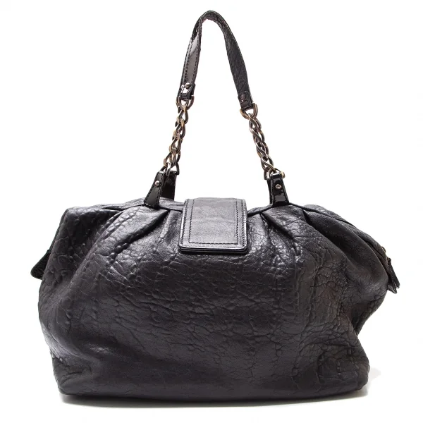 フェンディFENDI バックルベルトデザインシュリンクレザーバッグ 黒 K-119455_004