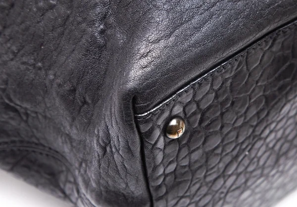 フェンディFENDI バックルベルトデザインシュリンクレザーバッグ 黒 K-119455_006