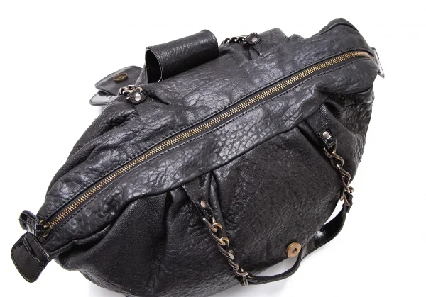 フェンディFENDI バックルベルトデザインシュリンクレザーバッグ 黒 K-119455_014