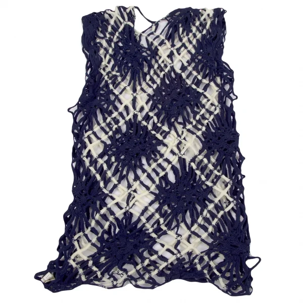 コムデギャルソンCOMME des GARCONS バイカラーネットノースリーブ 青白S位 K-119456_011