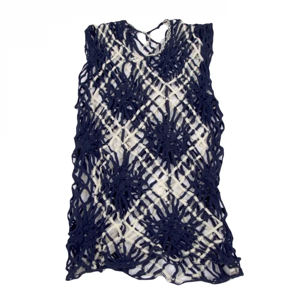 コムデギャルソンCOMME des GARCONS バイカラーネットノースリーブ 青白S位 K-119456_002