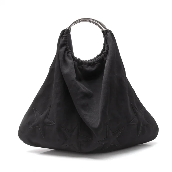 ローブドシャンブル コムデギャルソンrobe de chambre COMME des GARCONS メタルリングハンドルウールスターパッチバッグ 黒 K-119477_001