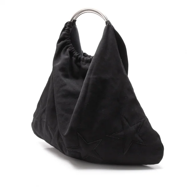 ローブドシャンブル コムデギャルソンrobe de chambre COMME des GARCONS メタルリングハンドルウールスターパッチバッグ 黒 K-119477_002