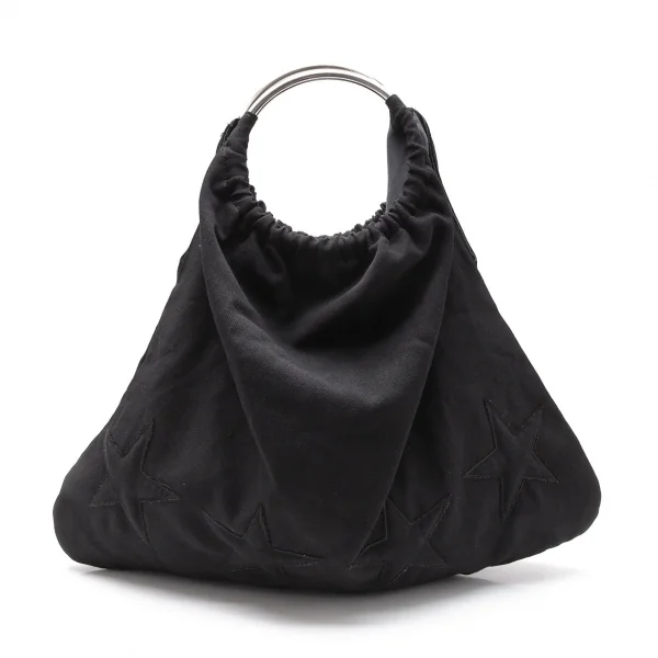 ローブドシャンブル コムデギャルソンrobe de chambre COMME des GARCONS メタルリングハンドルウールスターパッチバッグ 黒 K-119477_005