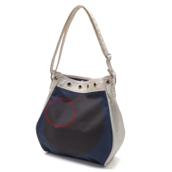 コムコム コムデギャルソンCOMME des GARCONS ナイロンキャンバスショルダーバッグ 紺白 K-119481_002